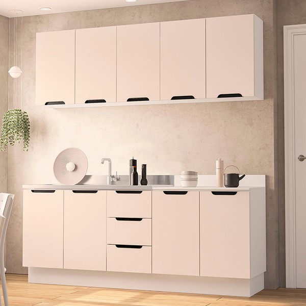 Cozinha Completa Meena 9 Portas 3 Gavetas 40250059 Branco/Creme - Politorno