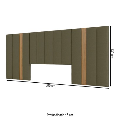 Cabeceira Casal Estofada 100% Mdf Freijo/Verde Tw196 - Dalla Costa