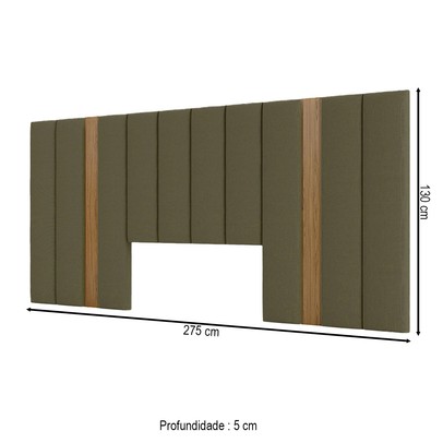 Cabeceira Casal Estofada 100% Mdf Freijó/Verde Tw195 - Dalla Costa
