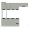 Cozinha Completa Meena 8 Portas 3 Gavetas 40250060 Branco/Verde Oliva - Politorno