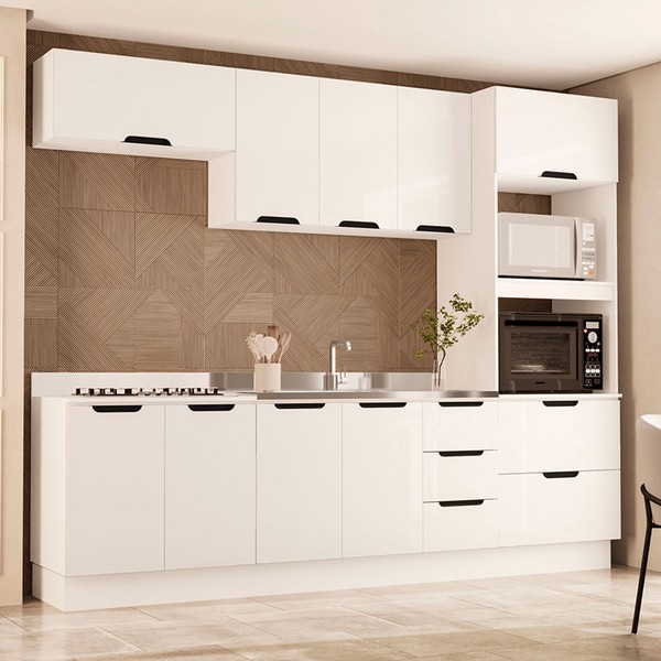 Cozinha Completa Meena 10 Portas 4 Gavetas 40250061 Branco - Politorno