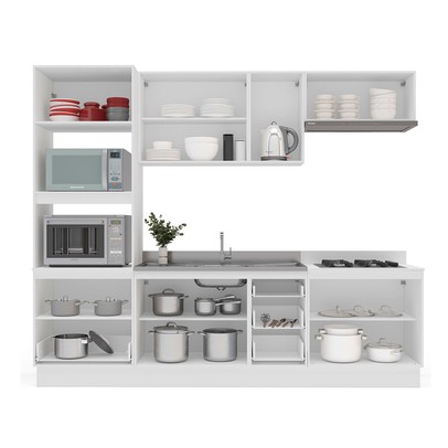 Cozinha Completa Meena 10 Portas 4 Gavetas 40250061 Branco/Azul - Politorno