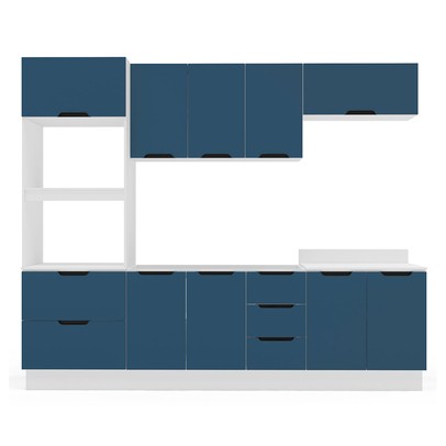 Cozinha Completa Meena 10 Portas 4 Gavetas 40250061 Branco/Azul - Politorno