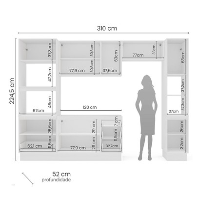Cozinha Completa Meena 10 Portas 4 Gavetas 40250062 Branco/Azul - Politorno