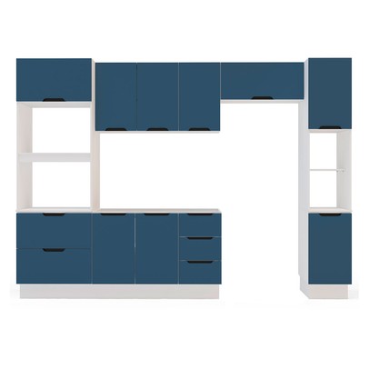 Cozinha Completa Meena 10 Portas 4 Gavetas 40250062 Branco/Azul - Politorno