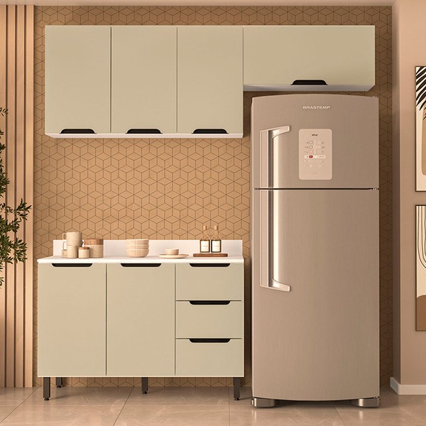 Cozinha Completa Meena 6 Portas 3 Gavetas 40250063 Branco/Verde Oliva - Politorno