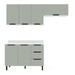 Cozinha Completa Meena 6 Portas 3 Gavetas 40250063 Branco/Verde Oliva - Politorno