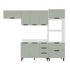 Cozinha Completa Meena 8 Portas 4 Gavetas 40250064 Branco/Verde Oliva - Politorno