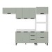 Cozinha Completa Meena 8 Portas 4 Gavetas 40250064 Branco/Verde Oliva - Politorno