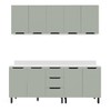 Cozinha Completa Meena 9 Portas 3 Gavetas 40250065 Branco/Verde Oliva - Politorno