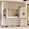 Cozinha Completa Meena 8 Portas 3 Gavetas 40250066 Branco/Verde Oliva - Politorno