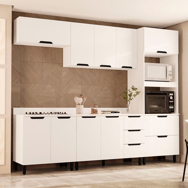 Cozinha Completa Meena 10 Portas 4 Gavetas 40250067 Branco - Politorno