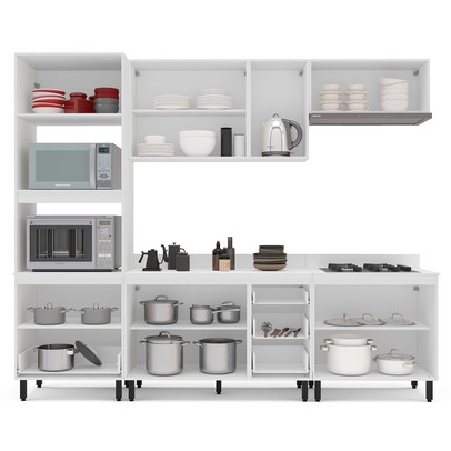 Cozinha Completa Meena 10 Portas 4 Gavetas 40250067 Branco/Azul - Politorno