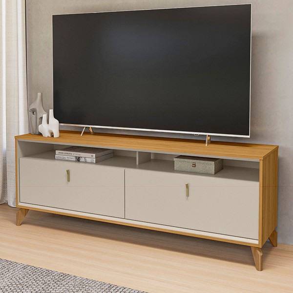 Rack para TV Até 75 Polegadas Dubai 2 Portas Tauri/Off White Fosco - Linea Brasil