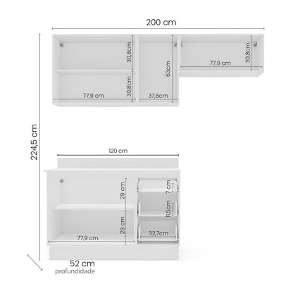 Cozinha Completa Meena 6 Portas 3 Gavetas 40250069 Branco/Azul - Politorno