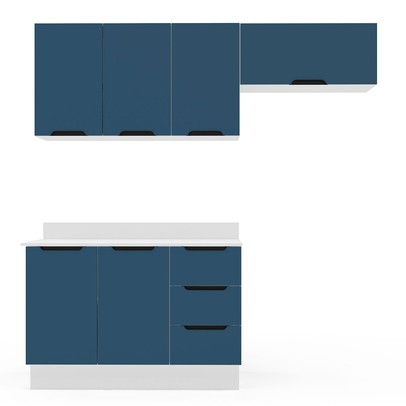 Cozinha Completa Meena 6 Portas 3 Gavetas 40250069 Branco/Azul - Politorno