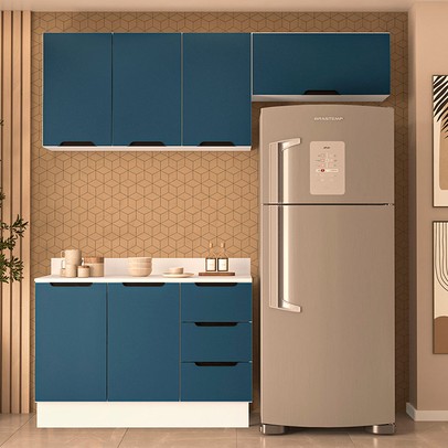 Cozinha Completa Meena 6 Portas 3 Gavetas 40250069 Branco/Azul - Politorno