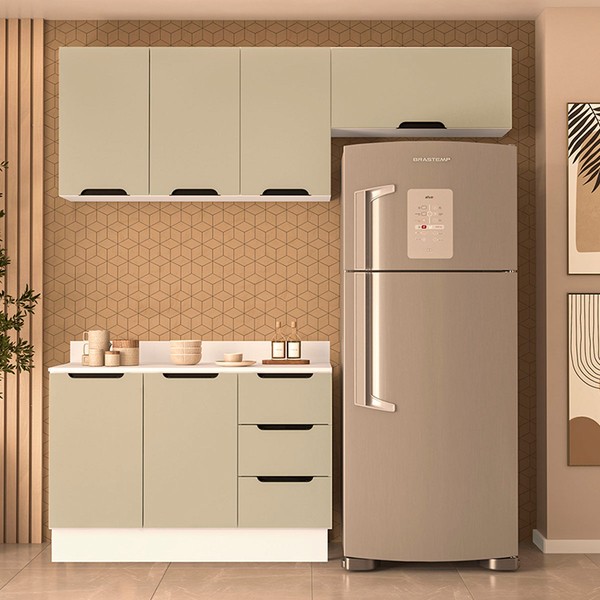 Cozinha Completa Meena 6 Portas 3 Gavetas 40250069 Branco/Verde Oliva - Politorno