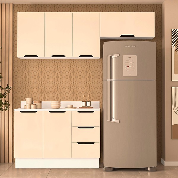 Cozinha Completa Meena 6 Portas 3 Gavetas 40250069 Branco/Creme - Politorno