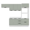 Cozinha Completa Meena 8 Portas 4 Gavetas 40250070 Branco/Verde Oliva - Politorno