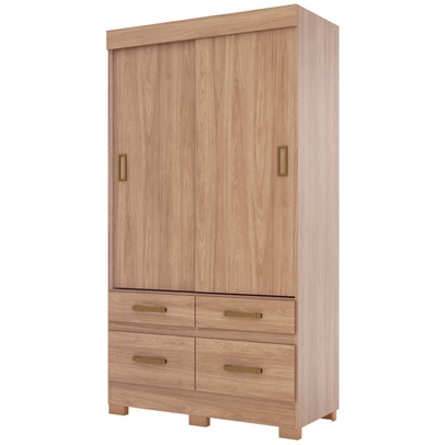 Guarda-Roupa Solteiro évora 2 Portas 4 Gavetas Flex Jequitibá Brilho/Off White - Pnr Móveis