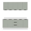 Cozinha Completa Meena 9 Portas 3 Gavetas 40250071 Branco/Verde Oliva - Politorno