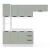 Cozinha Completa Meena 8 Portas 3 Gavetas 40250072 Branco/Verde Oliva - Politorno