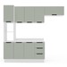 Cozinha Completa Meena 8 Portas 3 Gavetas 40250072 Branco/Verde Oliva - Politorno