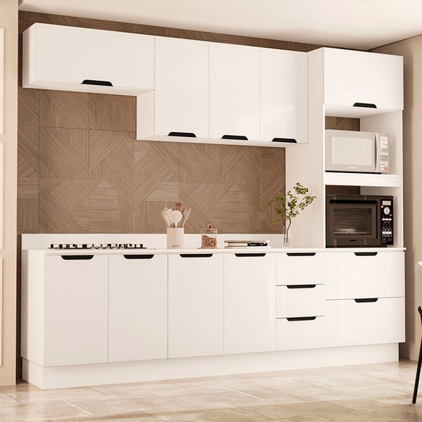 Cozinha Completa Meena 10 Portas 4 Gavetas 40250073 Branco - Politorno