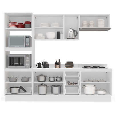 Cozinha Completa Meena 10 Portas 4 Gavetas 40250073 Branco/Azul - Politorno