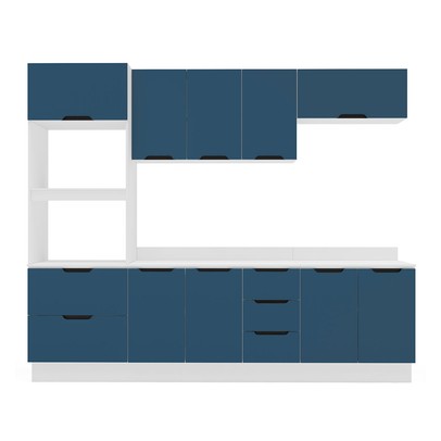 Cozinha Completa Meena 10 Portas 4 Gavetas 40250073 Branco/Azul - Politorno