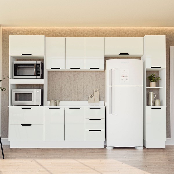 Cozinha Completa Meena 10 Portas 4 Gavetas 40250074 Branco - Politorno