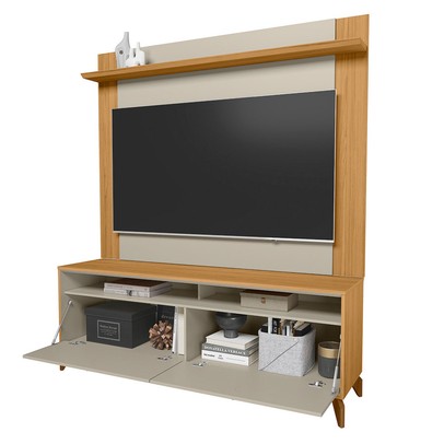 Rack com Painel para TV Até 55 Polegadas Dubai 2 Portas 1 Prateleira Tauri/Off White Fosco - Linea Brasil