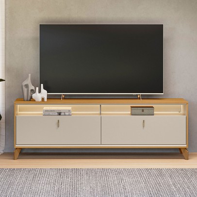 Rack Dubai para TV Até 75 Polegadas 2 Portas com Led Tauri/Off White Fosco - Linea Brasil