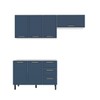 Cozinha Completa Amara 40250075 6 Portas 3 Gavetas 40250075 Branco/Azul - Politorno