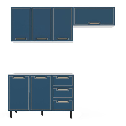 Cozinha Completa Amara 40250075 6 Portas 3 Gavetas 40250075 Branco/Azul - Politorno