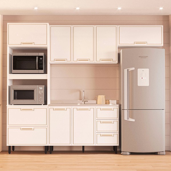 Cozinha Completa Amara 8 Portas 4 Gavetas 40250076 Branco - Politorno