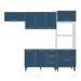 Cozinha Completa Amara 8 Portas 4 Gavetas 40250076 Branco/Azul - Politorno