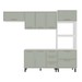 Cozinha Completa Amara 8 Portas 4 Gavetas 40250076 Branco/Verde Oliva - Politorno