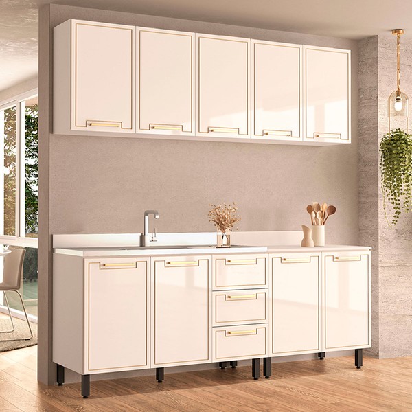 Cozinha Completa Amara 9 Portas 3 Gavetas 40250077 Branco - Politorno