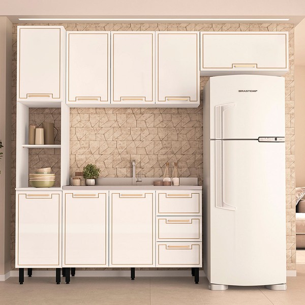 Cozinha Completa Amara 8 Portas 3 Gavetas 40250078 Branco - Politorno