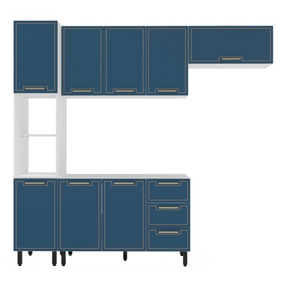 Cozinha Completa Amara 8 Portas 3 Gavetas 40250078 Branco/Azul - Politorno