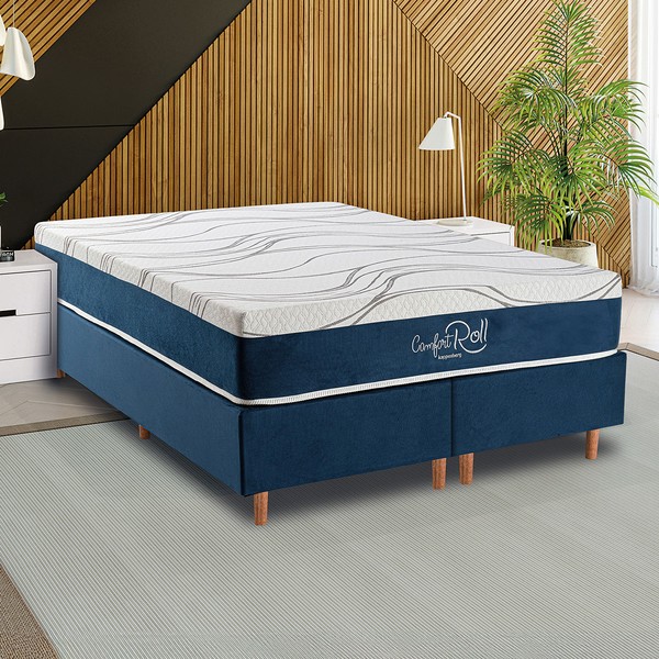 Colchão Casal Soft com Molas Ensacadas 158x198 Azul  - Colchões Kappesberg