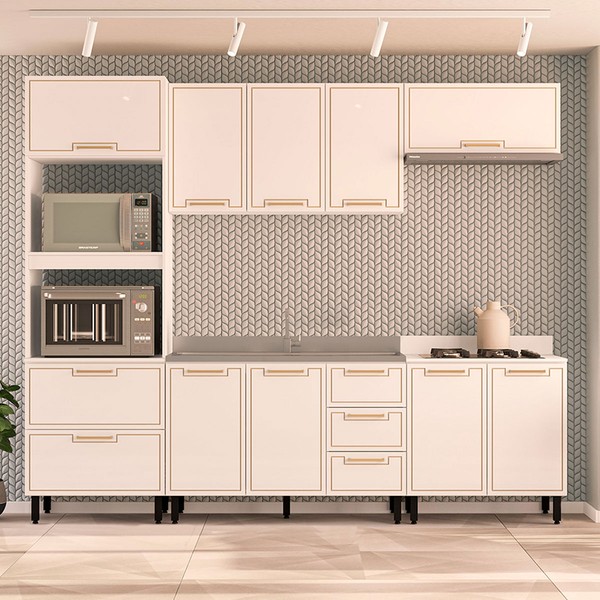 Cozinha Completa Amara 10 Portas 4 Gavetas 40250079 Branco - Politorno