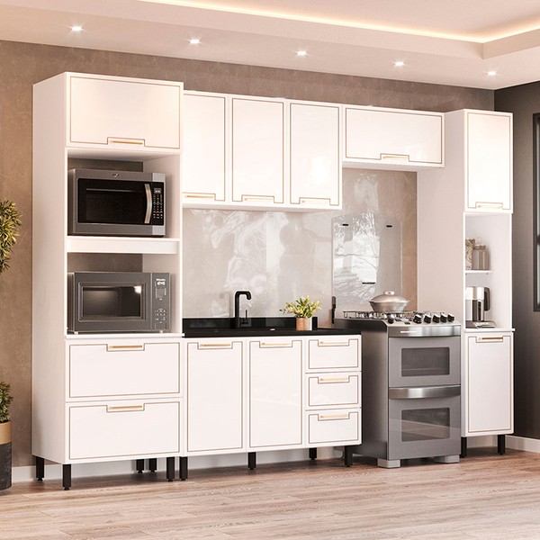 Cozinha Completa Amara 10 Portas 4 Gavetas 40250080 Branco - Politorno