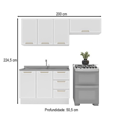 Cozinha Completa Amara 6 Portas 3 Gavetas 40250081 Branco - Politorno