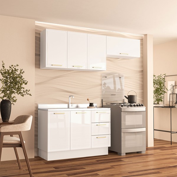 Cozinha Completa Amara 6 Portas 3 Gavetas 40250081 Branco - Politorno