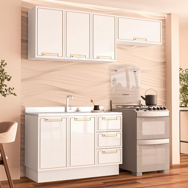 Cozinha Completa Amara 6 Portas 3 Gavetas 40250081 Branco - Politorno