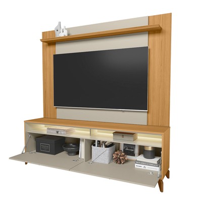 Rack com Painel para TV Até 55 Polegadas Dubai  2 Portas 1 Prateleira com Led Tauri/Off White Fosco - Linea Brasil
