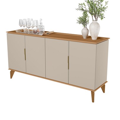 Balcão Buffet évora 4 Portas Jequitiba/Off White Fosco - Linea Brasil